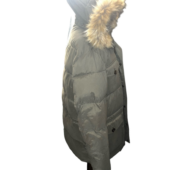 VEUC TOMMY HILFIGER Women’s or Mens Olive Green Puffer Jacket with Fau… - Picture 11 of 12